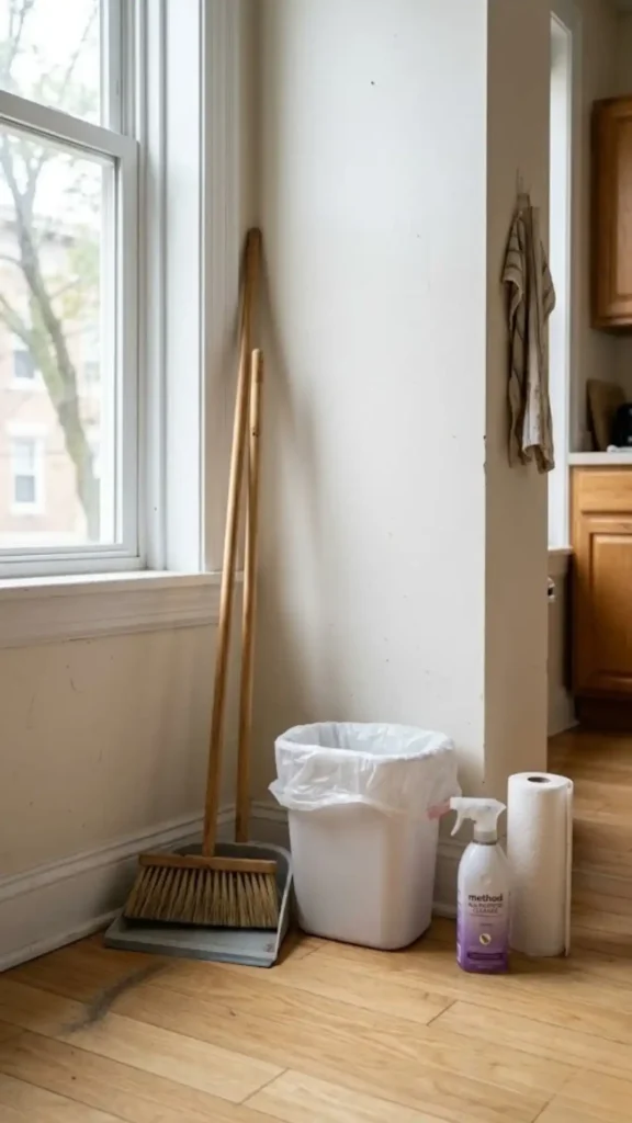 Broom, Dustpan, and Trash Can