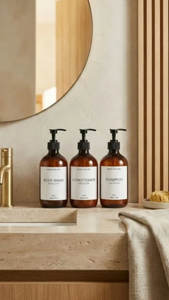 Matching Amber Soap Dispensers