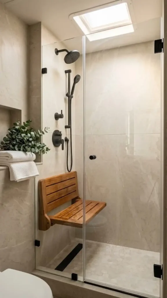 Teak Fold-Down Shower Bench