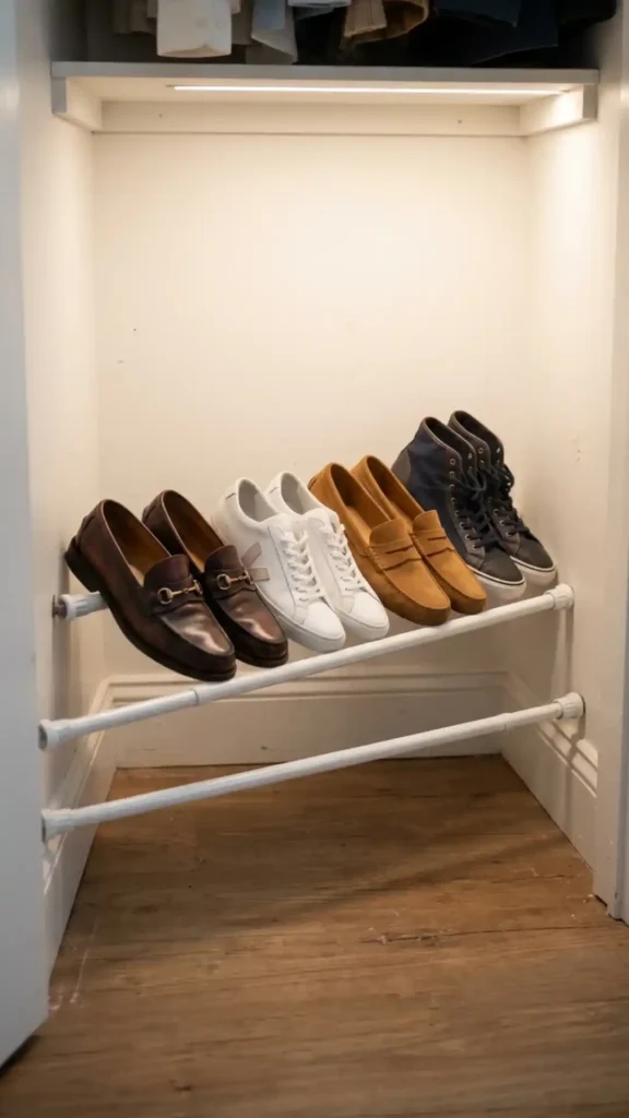 Tension Rod Shoe Rack