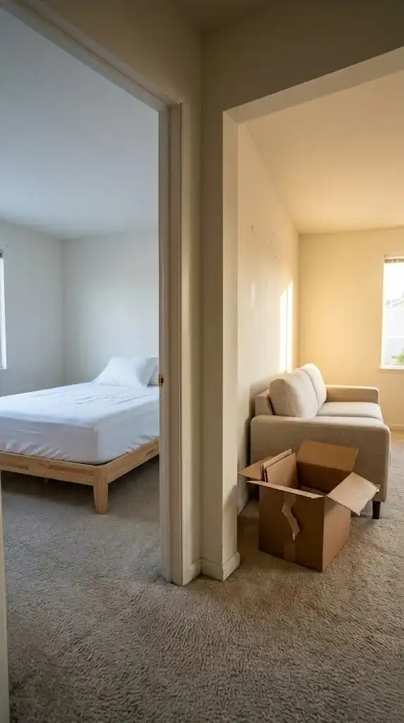 mattress and a sturdy sofa