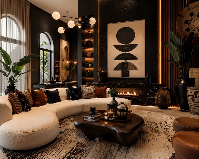 A Fireside Afrocentric Great Room