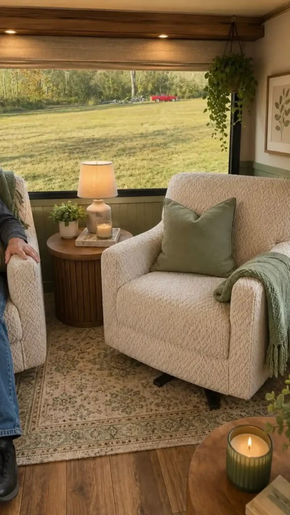 Add a Wood-Trimmed Reading Nook With Sage Accents for Farmhouse Warmth