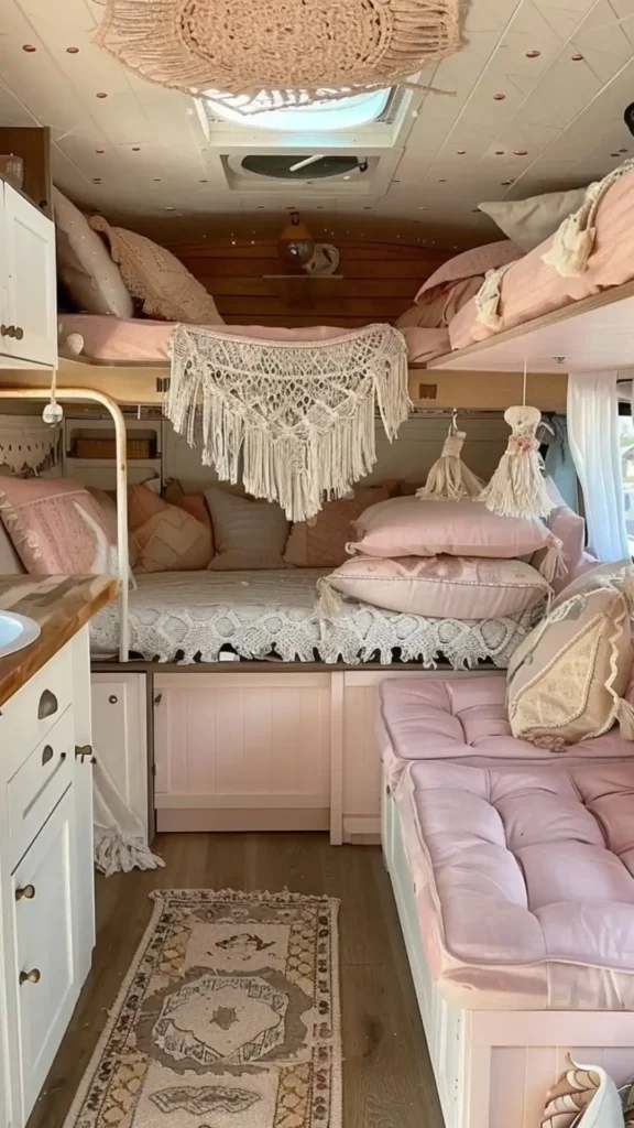 Cozy Up with Layered Blush Bunks and Macrame Fringe