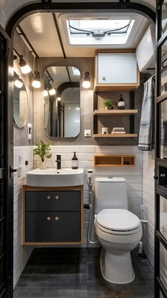 Open Shelving Above the Toilet to Turn Dead Vertical Space