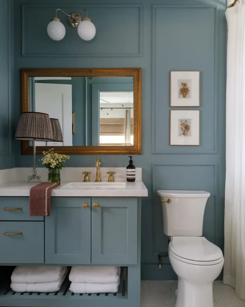 Paint the Walls a Deep Color to Make a Small RV Bathroom Feel Bigger
