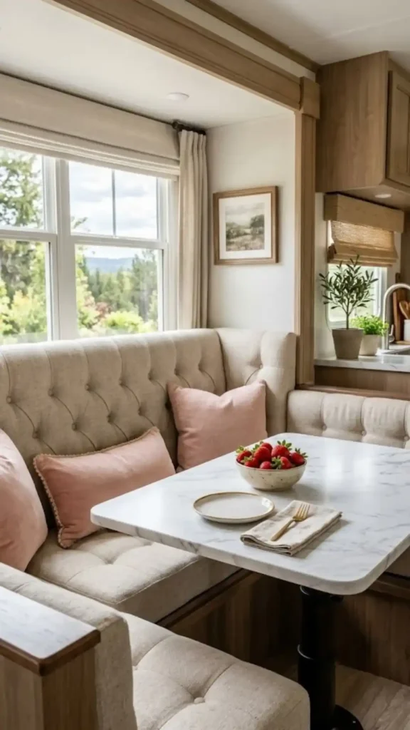 Standard Dinette into a Cozy Tufted Linen Banquette Booth