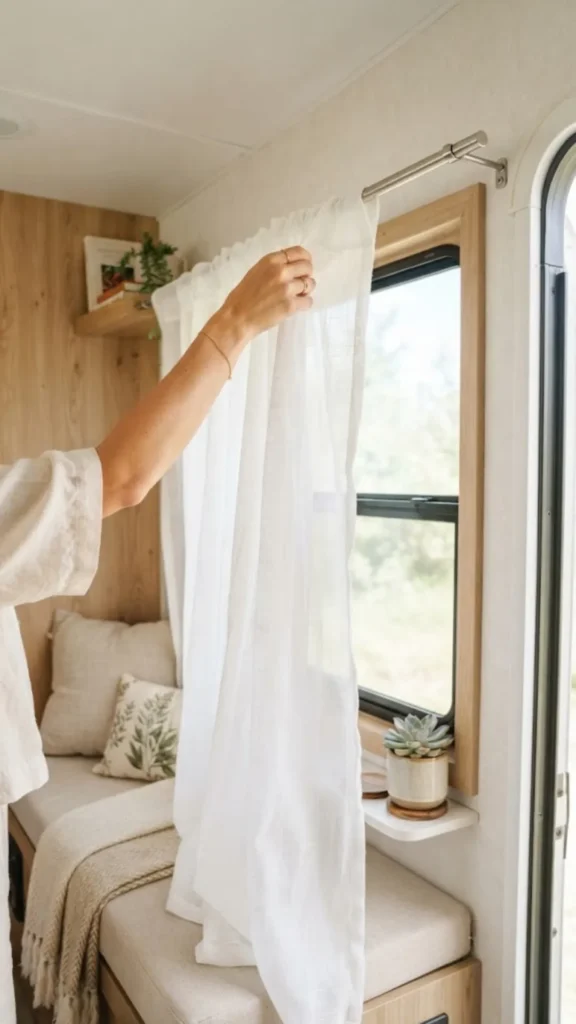 Swap heavy curtains for sheer or light-colored window coverings