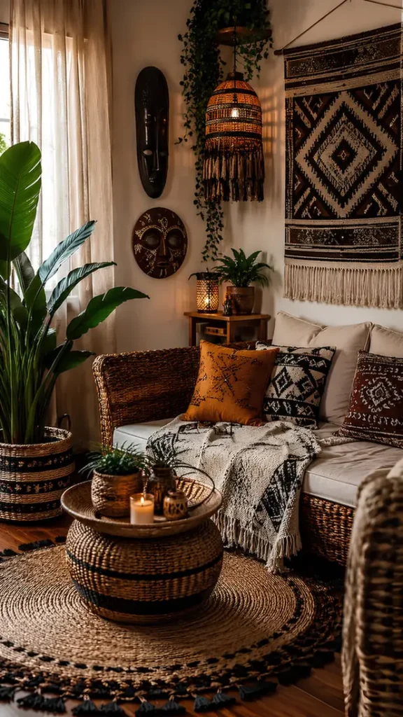 A Woven Basket Doubles as a Table
