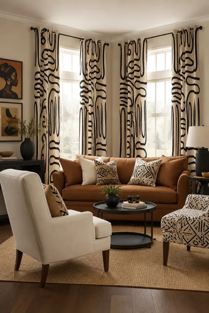 Abstract Line Print Wraps Corner Windows