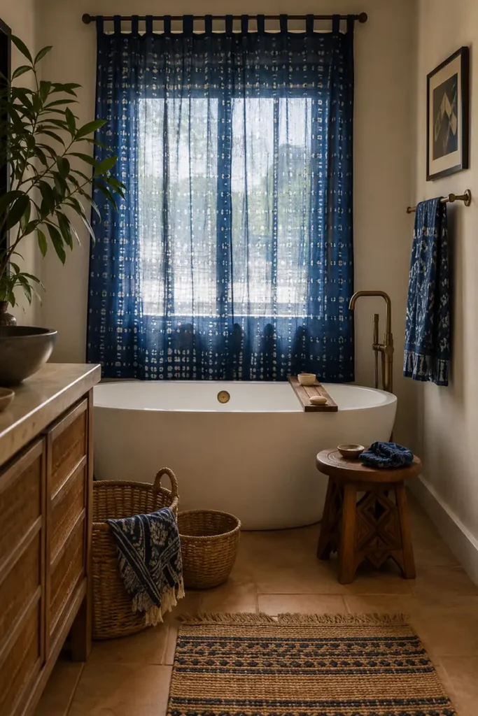 Adire Print Window Curtain