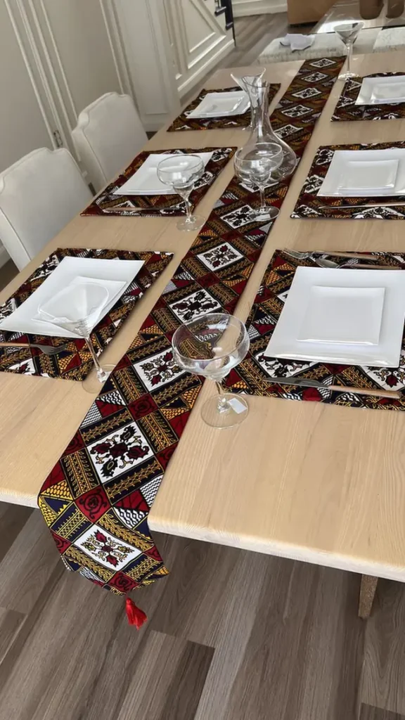 African Print Table Runner Set