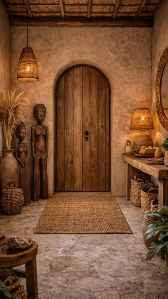 Arched Door Meets Standing Sculptures