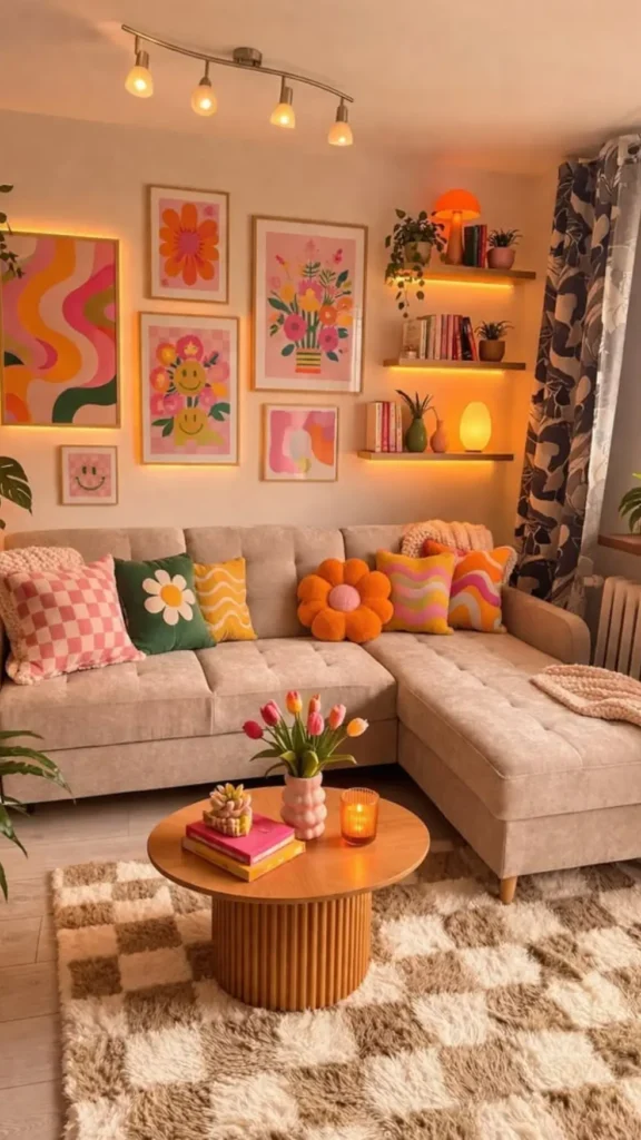 Backlit Retro Print Gallery Wall
