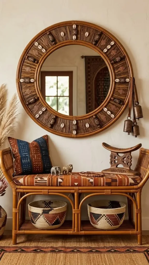 Beaded Rattan Mirror Nook