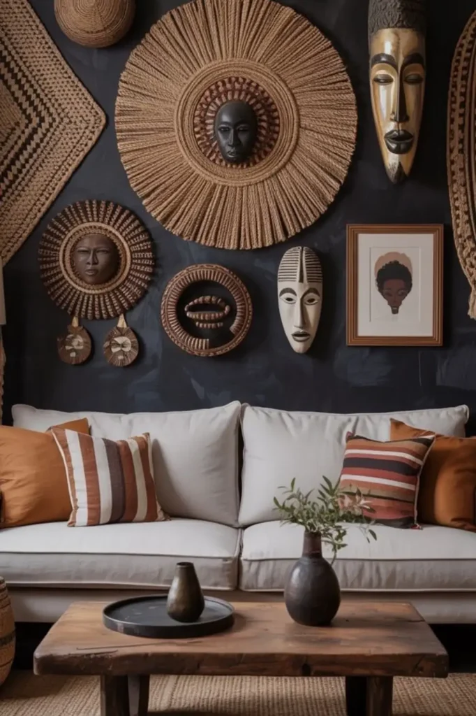 Black Wall Gallery With Neutral Sofa