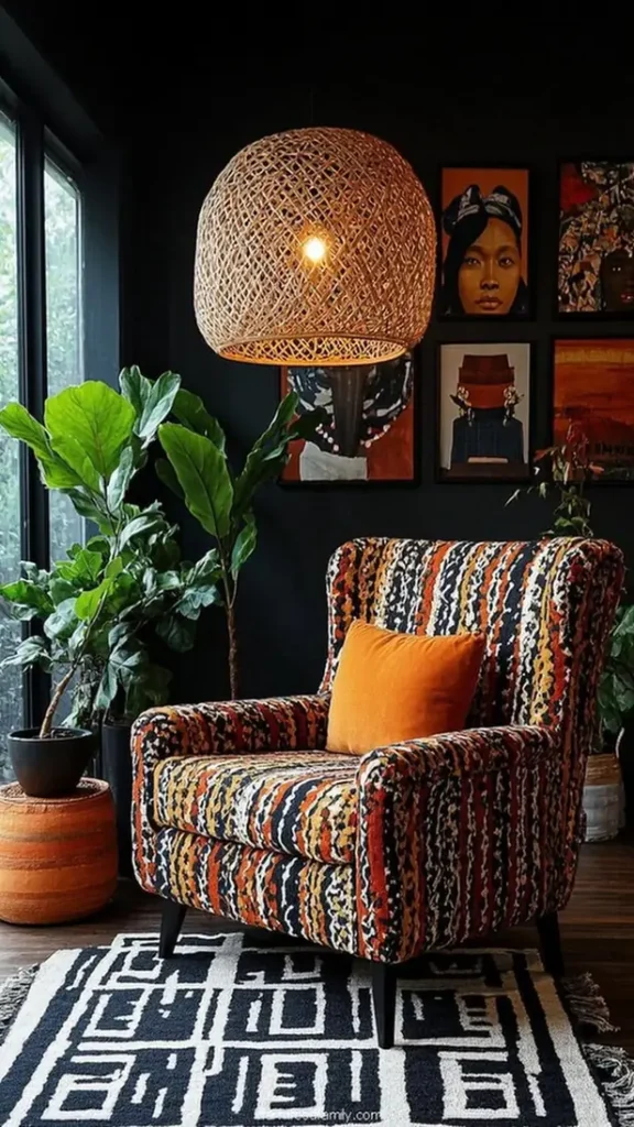 Black Walls, Striped Statement Chair