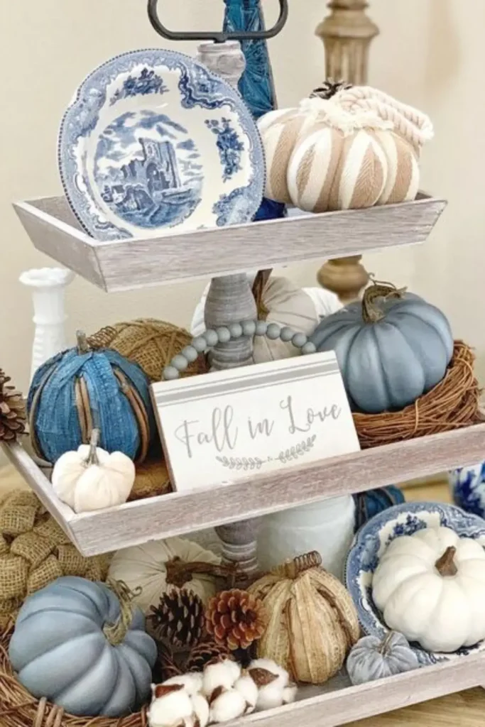 Blue Willow Meets Velvet Pumpkins