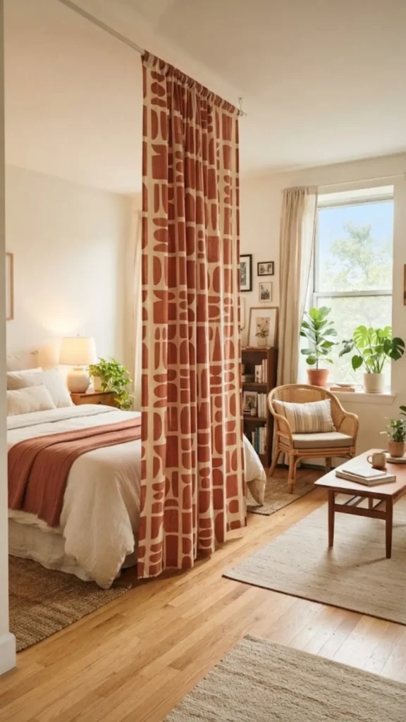 Bold Curtain as Studio Room Divider