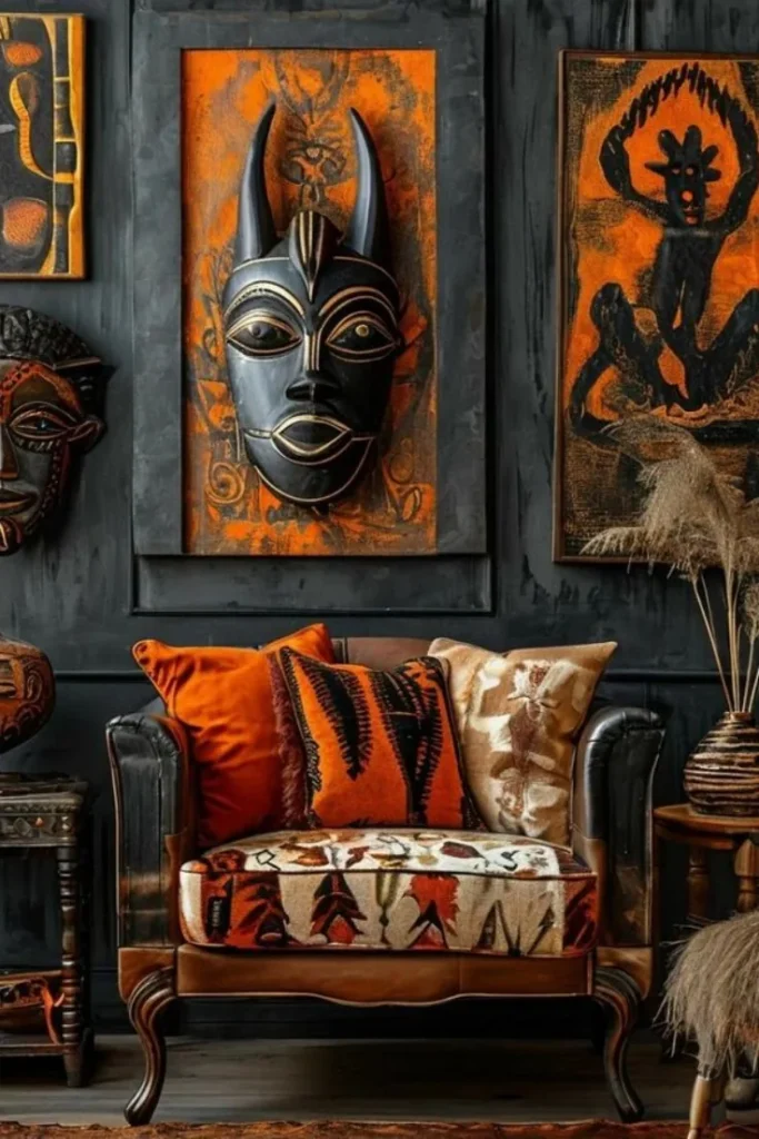 Carved Masks Break Up Flat Canvas