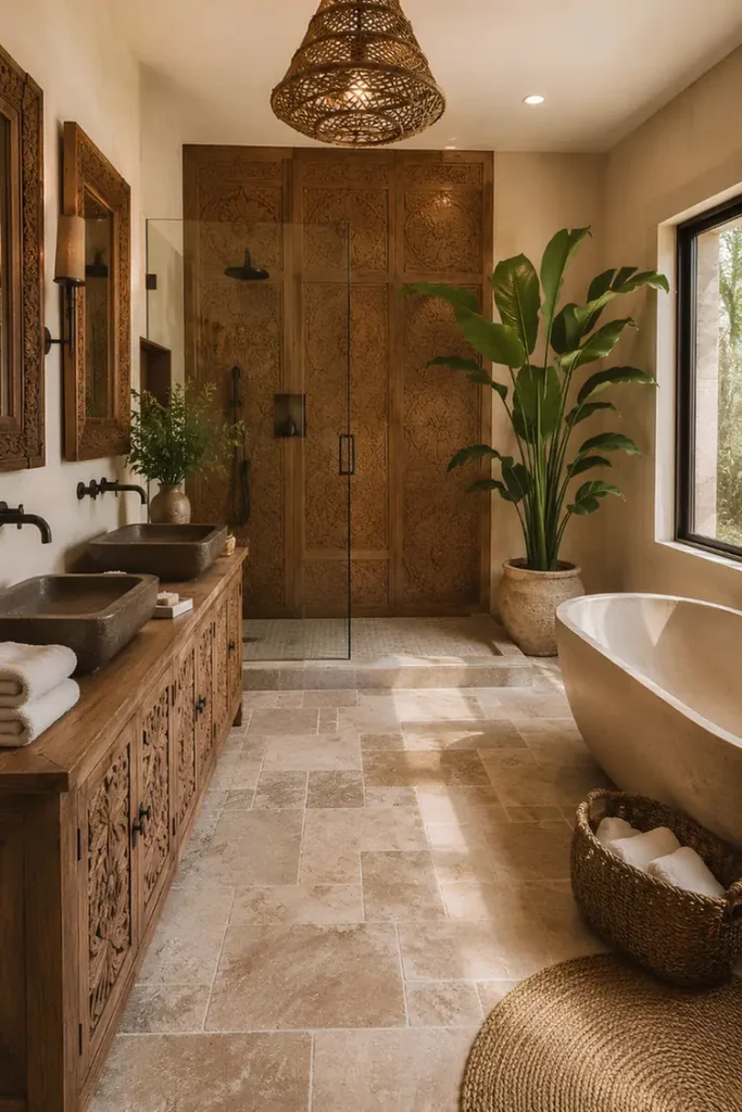 Carved Wood Safari Bathroom