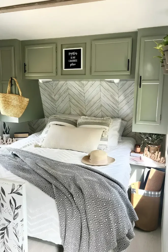 Chevron Wall Behind The Headboard