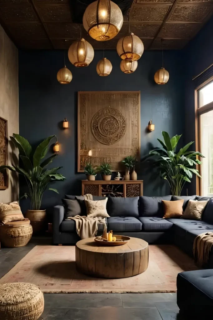 Cluster Rattan Pendants Overhead