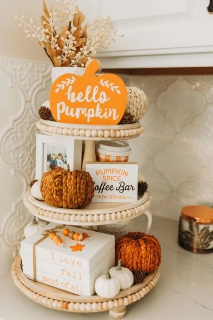Coffee Bar Corner With Woven Pumpkins