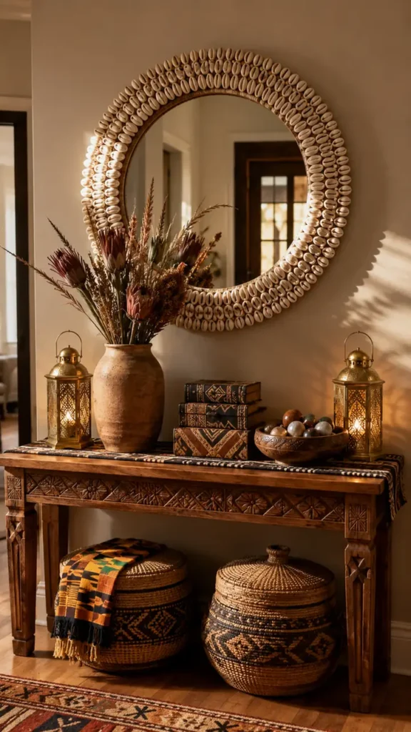 Cowrie Shell Mirror Frame Glows