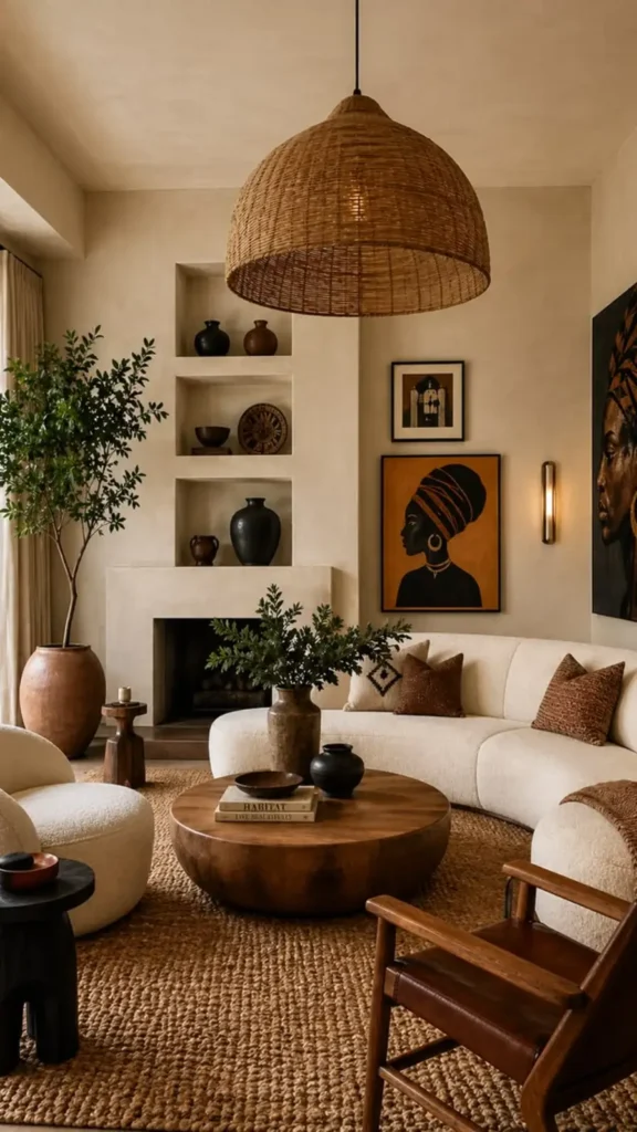 Curved Sofa Meets Bold Art