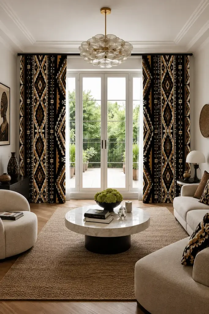 Diamond Pattern Curtains Frame French Doors