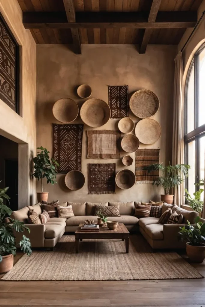 Double-Height Wall Goes All In on Mudcloth