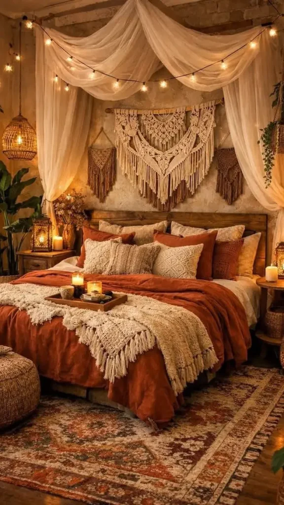 Draped Canopy With Macrame Centerpiece