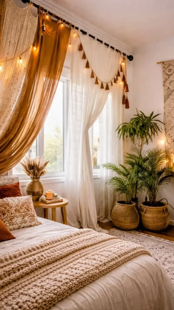 Draped Fabric Canopy Bed
