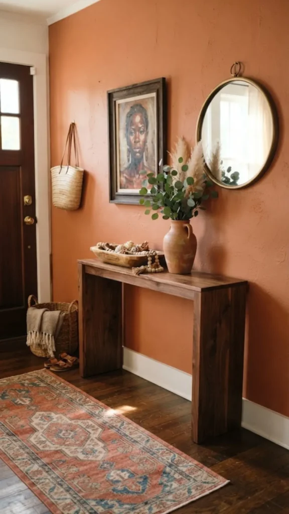 Entryway Console With African Art
