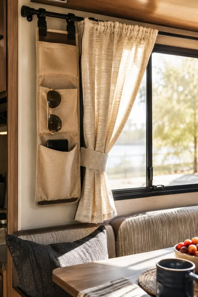 Fabric Pocket On The Curtain Rod