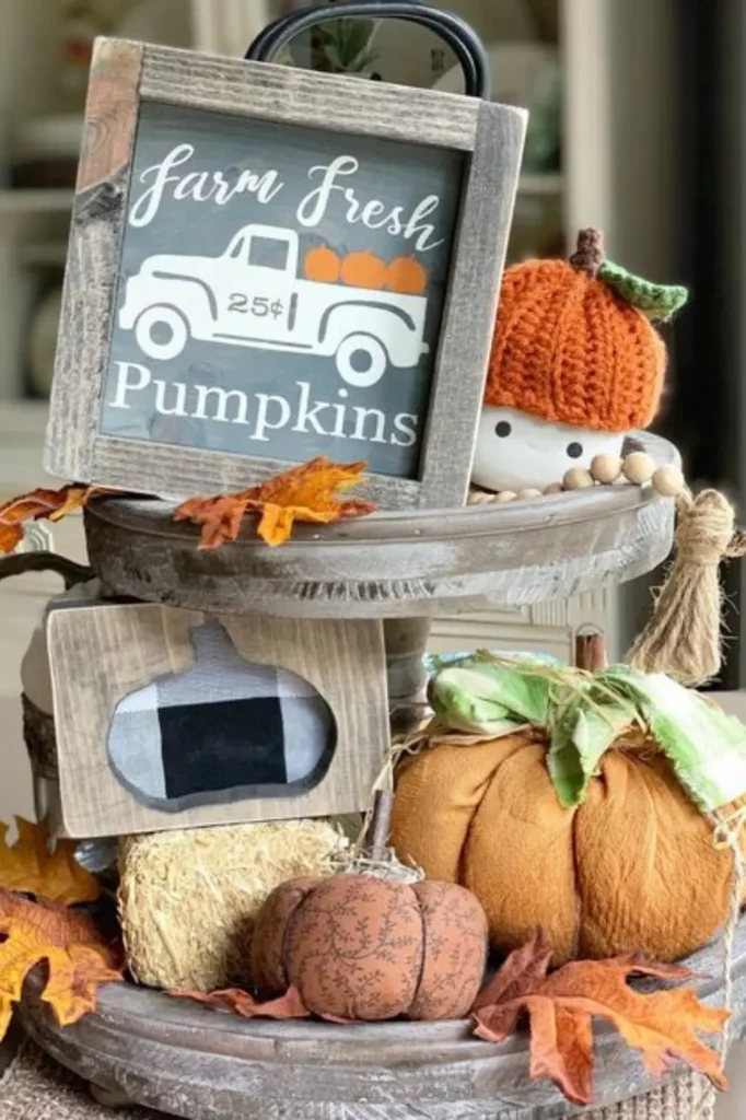 Farm Fresh Truck Sign With Crocheted Pumpkin
