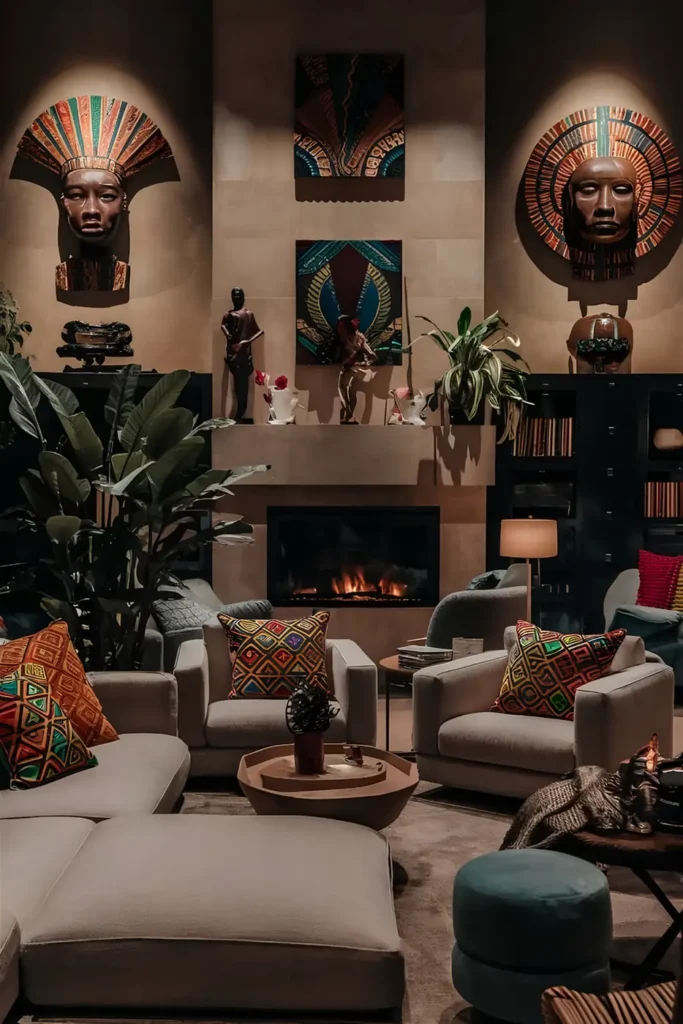 Fireplace Anchors A Museum-Like Lounge
