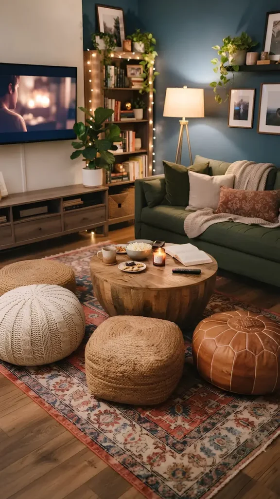 Floor Poufs As Extra Seating