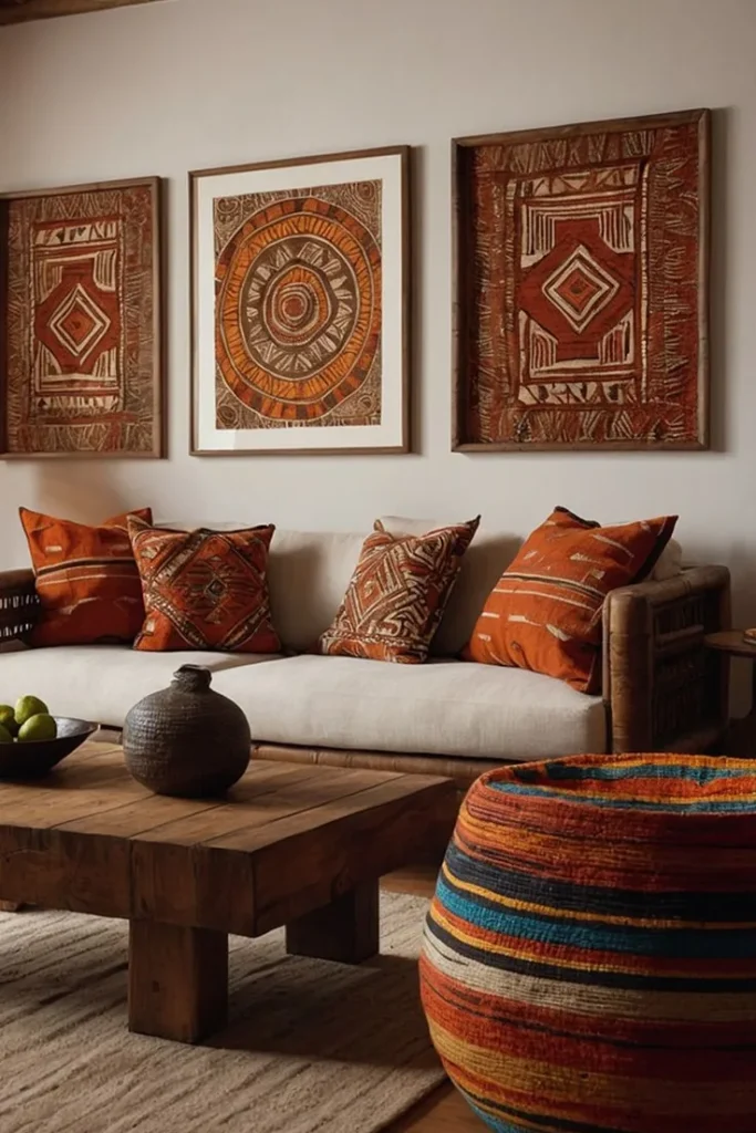 Framed Textile Panels in a Row