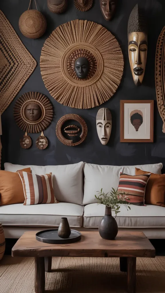 Gallery Wall of Carved Masks
