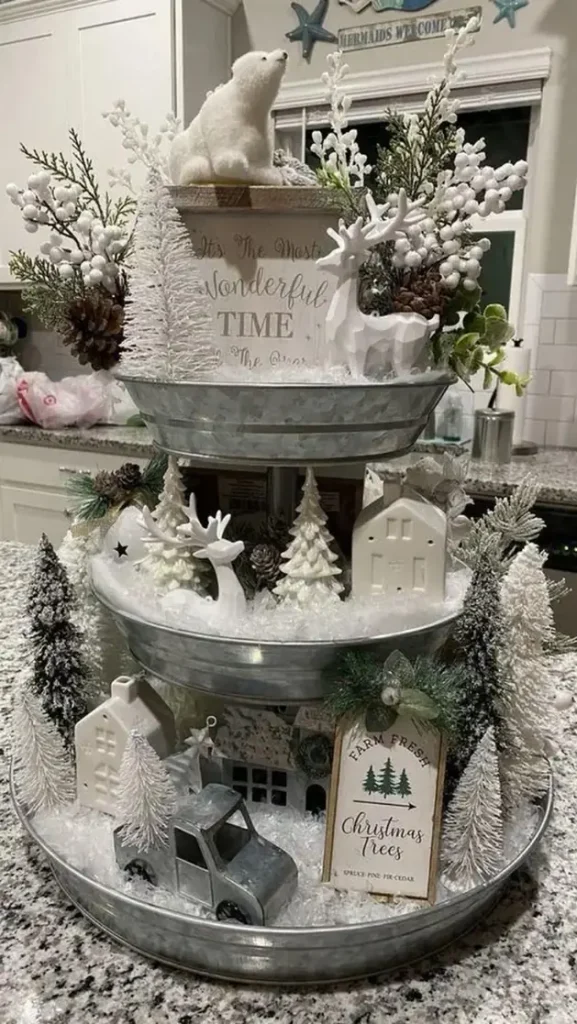 Galvanized Tiers With Snowy Floors