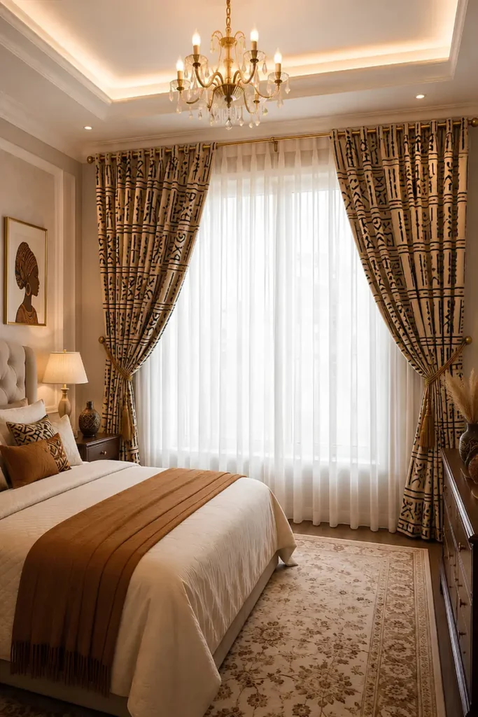 Animal Print Curtains In Gilded Bedroom