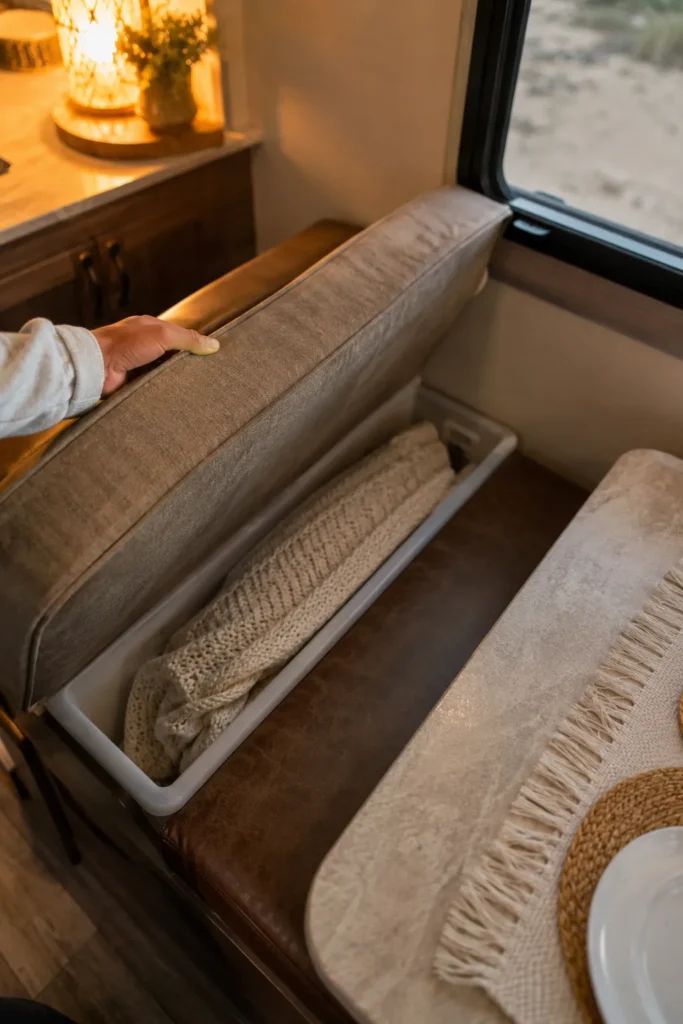 Hidden Bin Behind Seat Cushions
