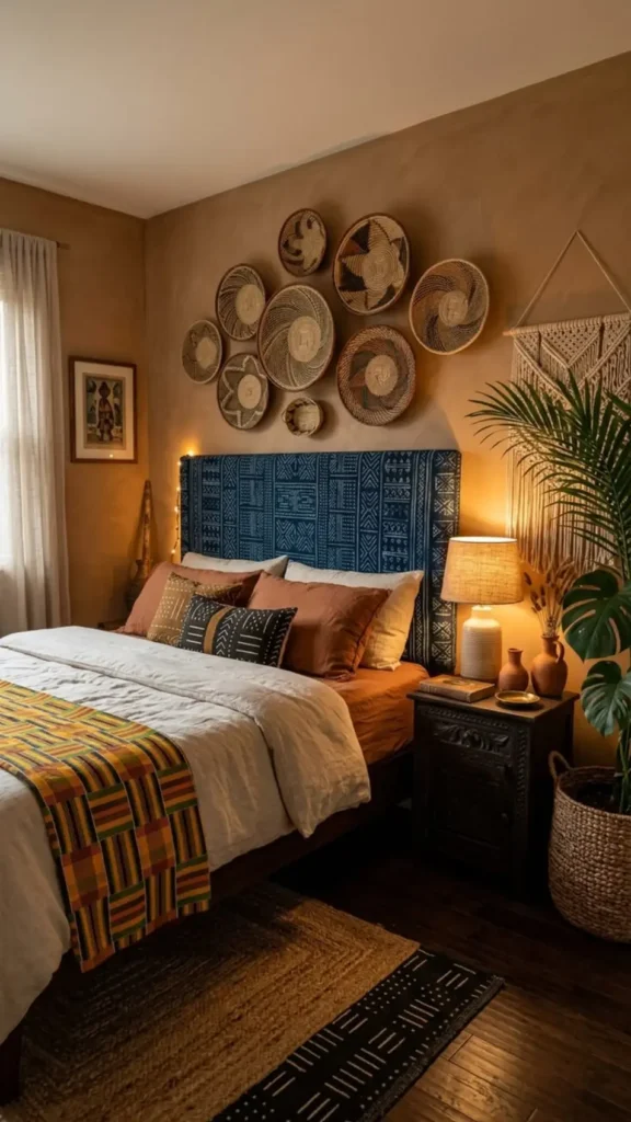 Indigo Mudcloth Upholstered Headboard