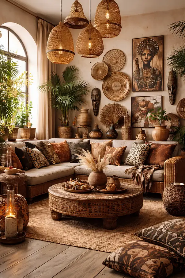 Jungle Corner Meets Woven Pendants