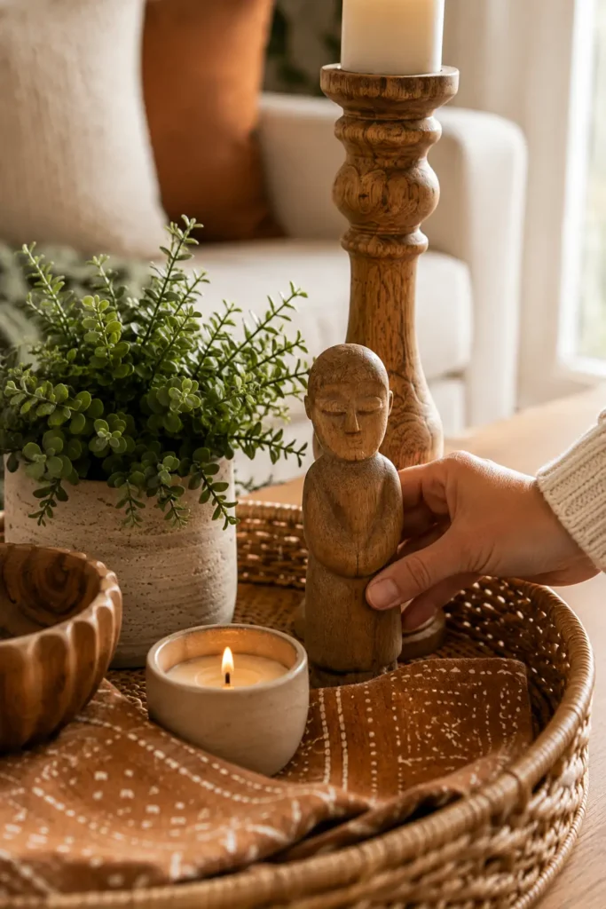 Layer in a small sculptural or symbolic object