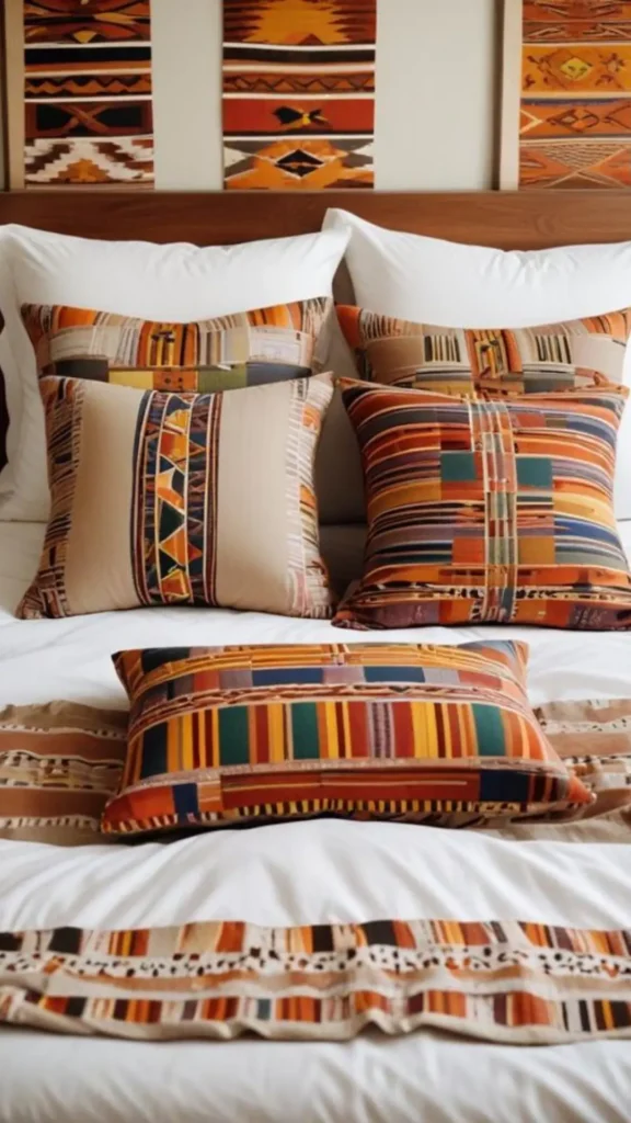 Layered Striped Textile Bedding