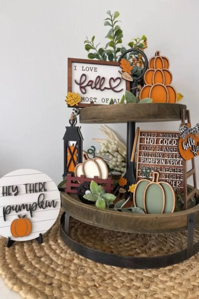 Layered Wood Signs On Woven Base