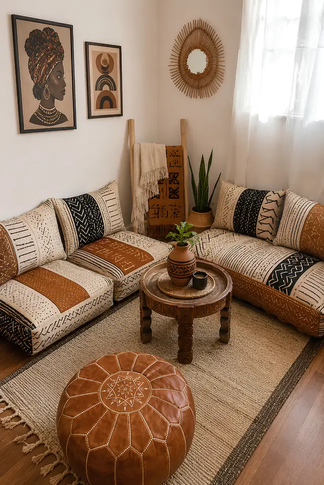 Leather Pouf Anchors The Seating